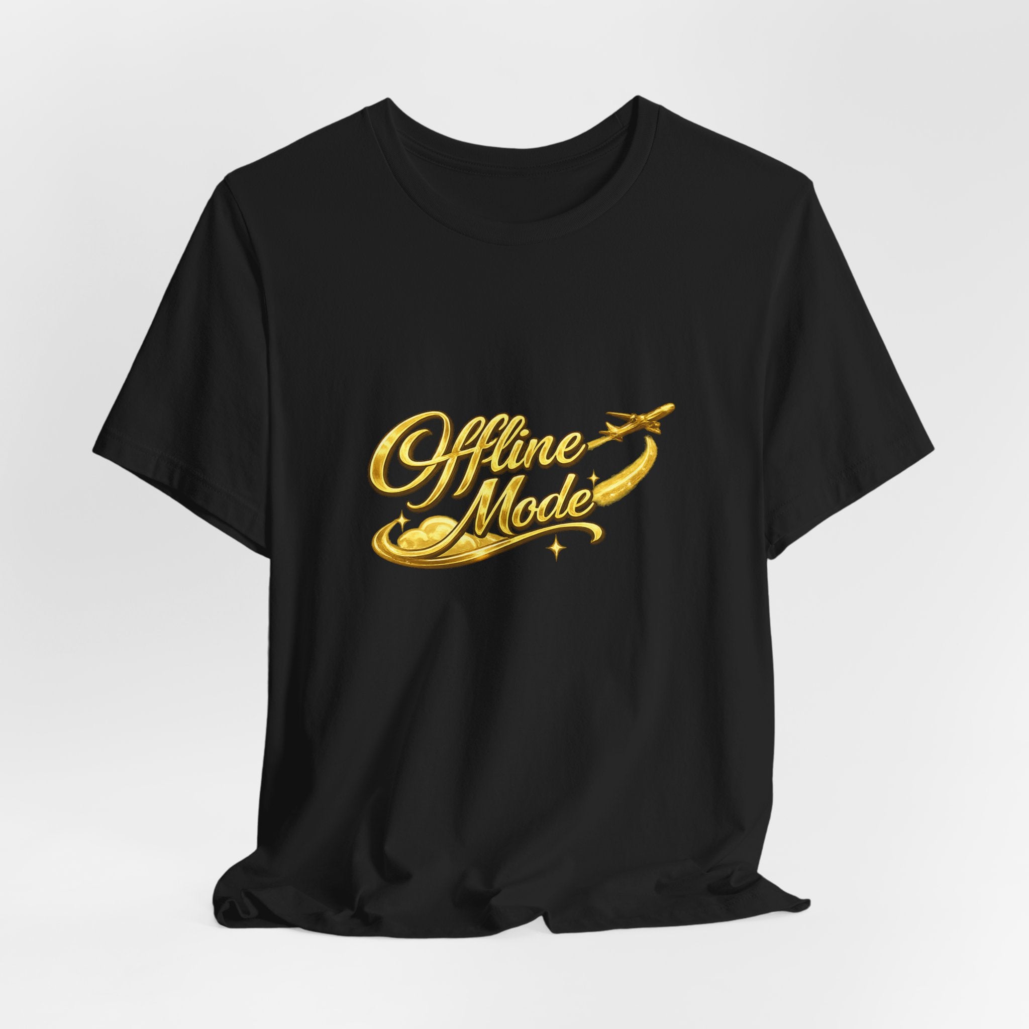 Offline Mode T‑Shirt — Gold Script Travel Tee