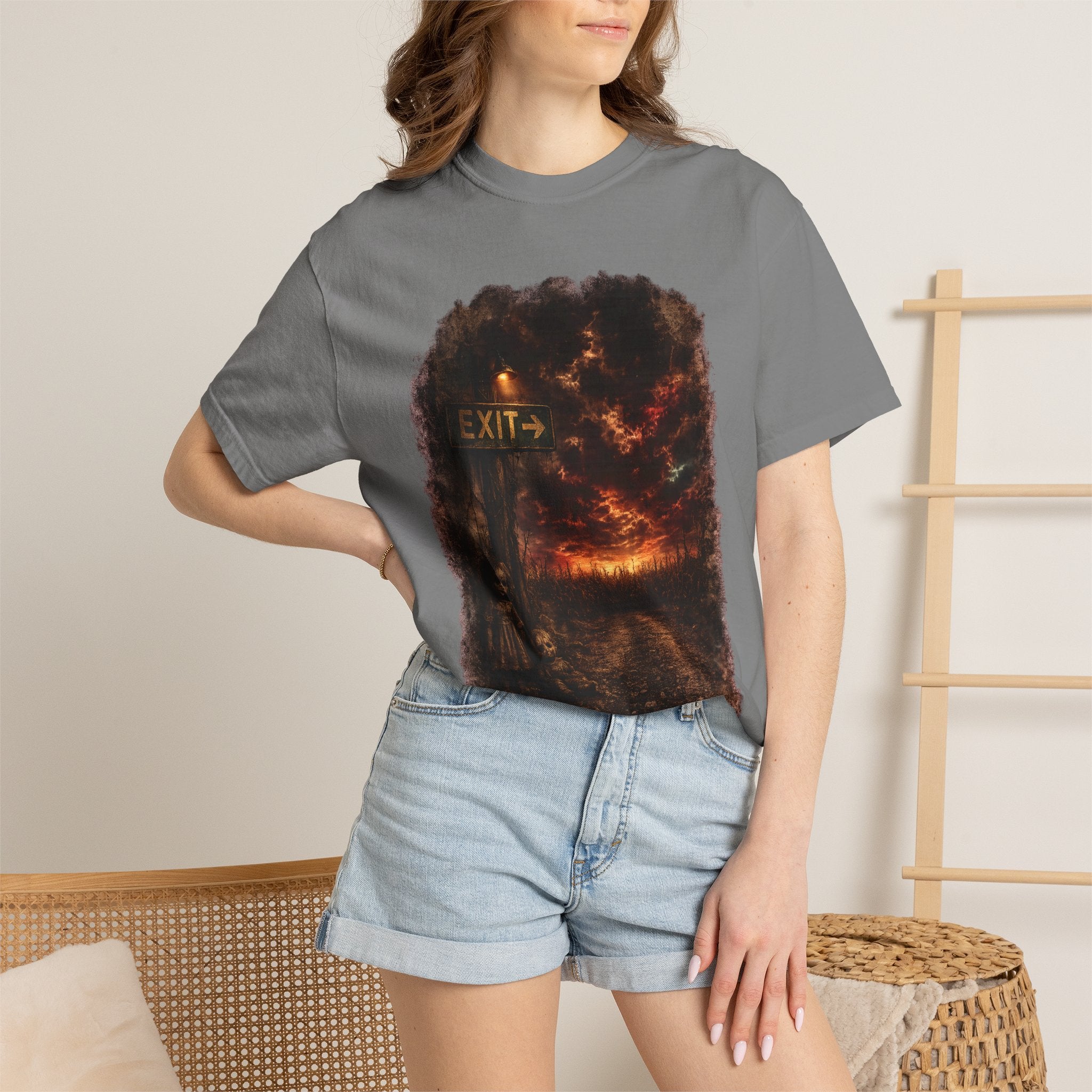T-shirt — “Exit” Haunted Forest Nightscape Graphic Tee