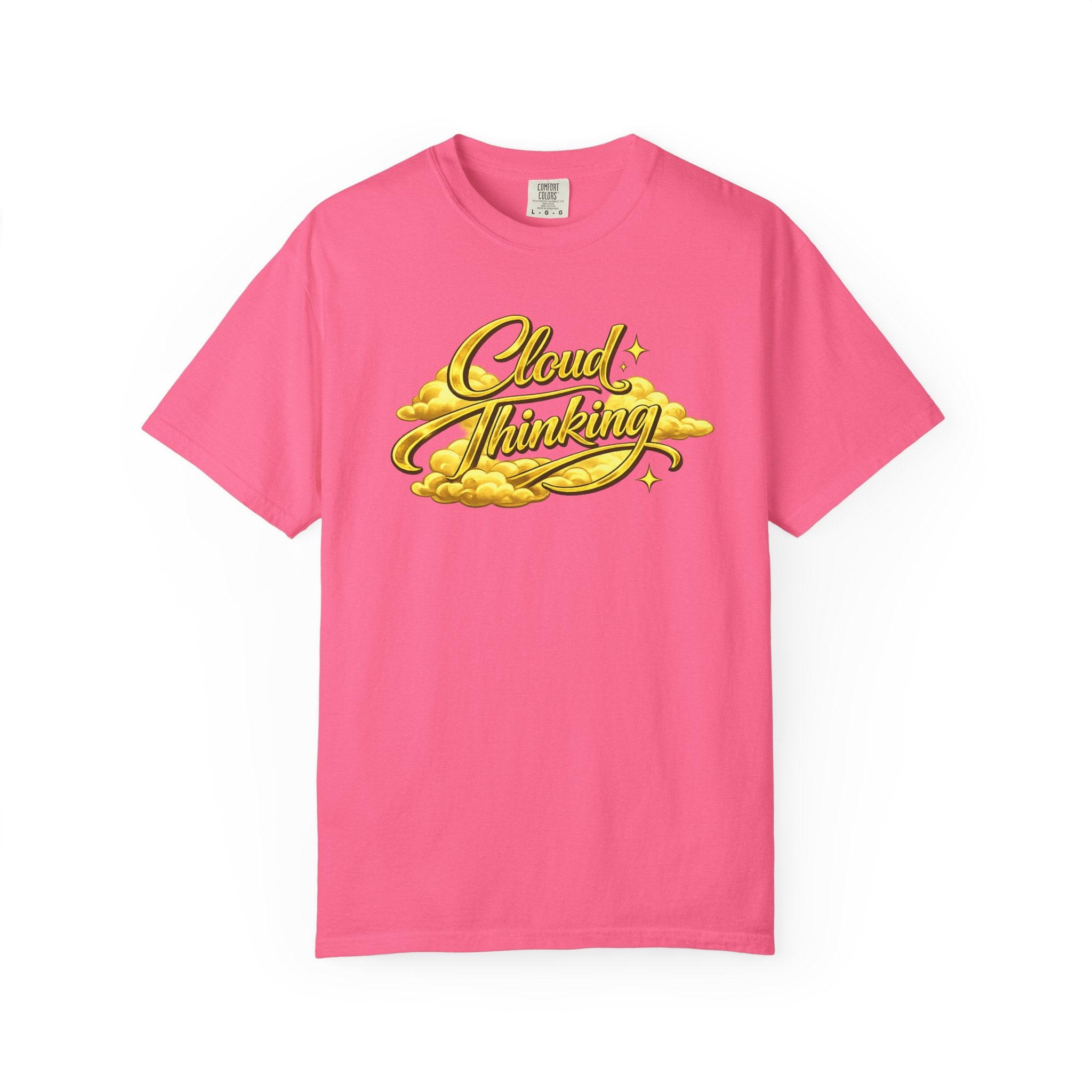 Cloud Thinking T-Shirt — Retro Gold Script Graphic Tee