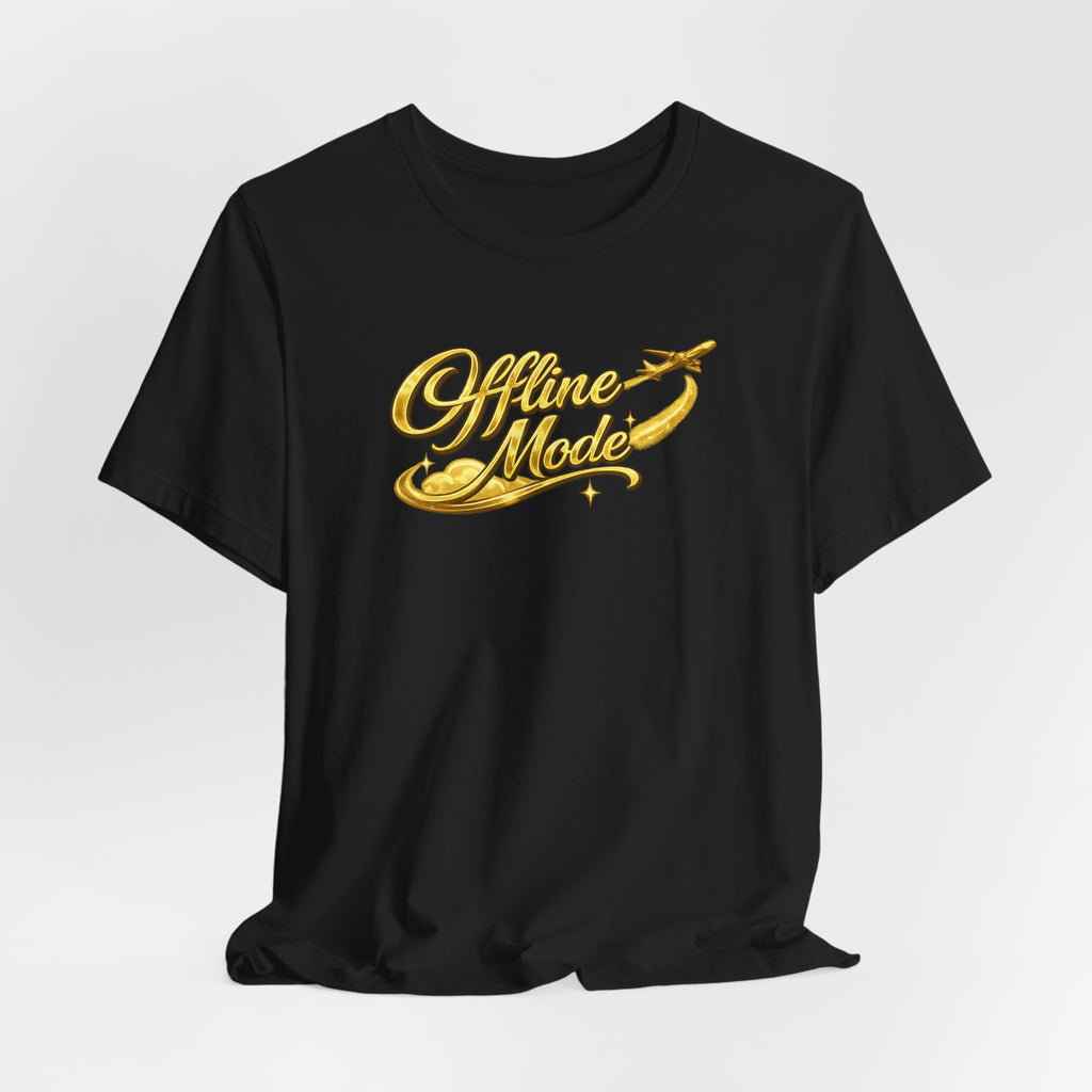 Offline Mode T‑Shirt — Gold Script Travel Tee