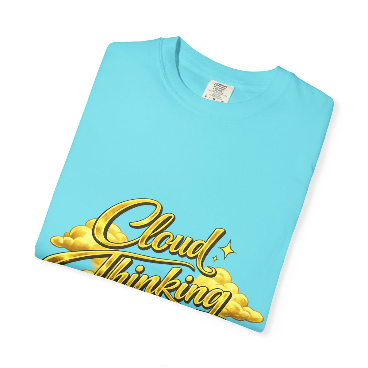 Cloud Thinking T-Shirt — Retro Gold Script Graphic Tee