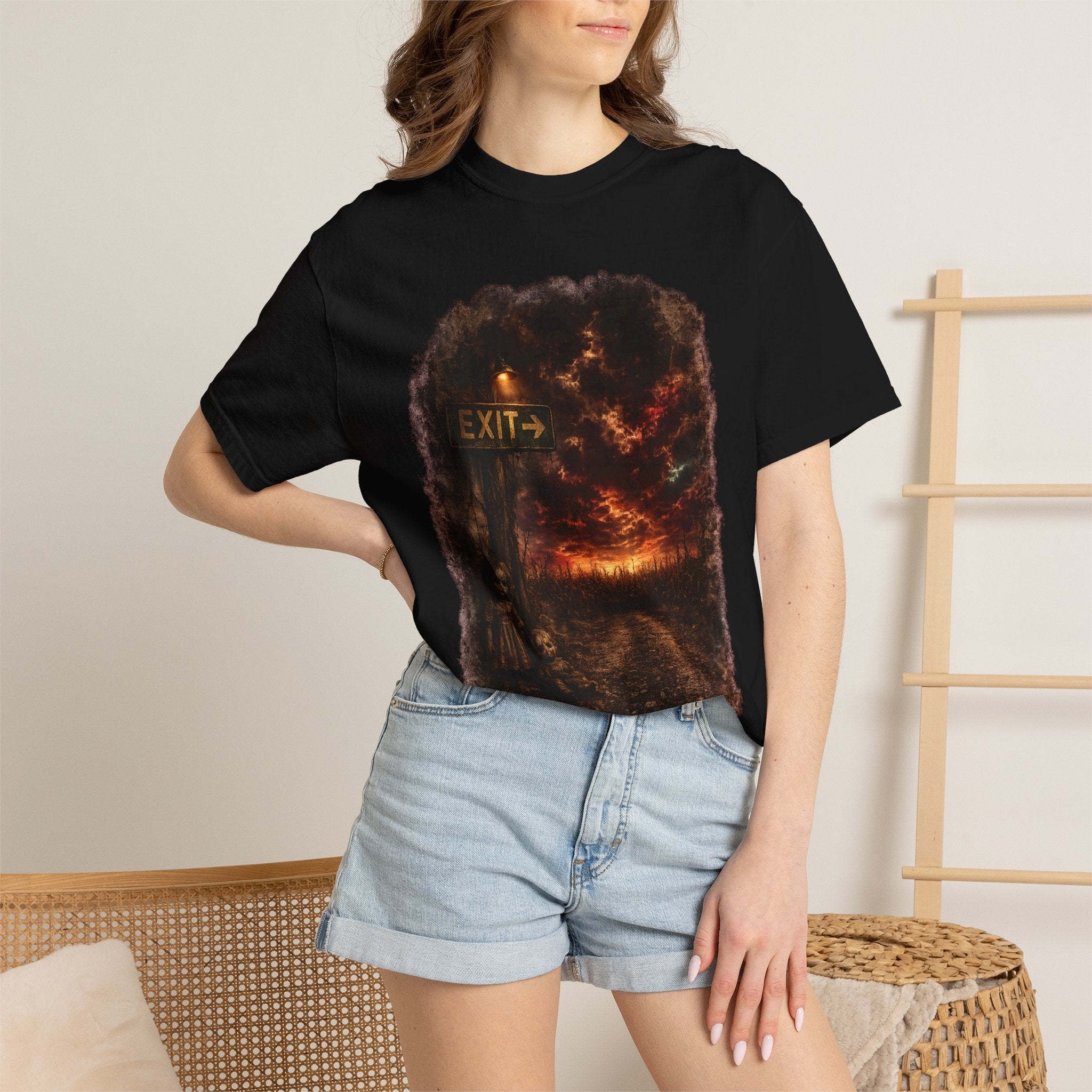 T-shirt — “Exit” Haunted Forest Nightscape Graphic Tee