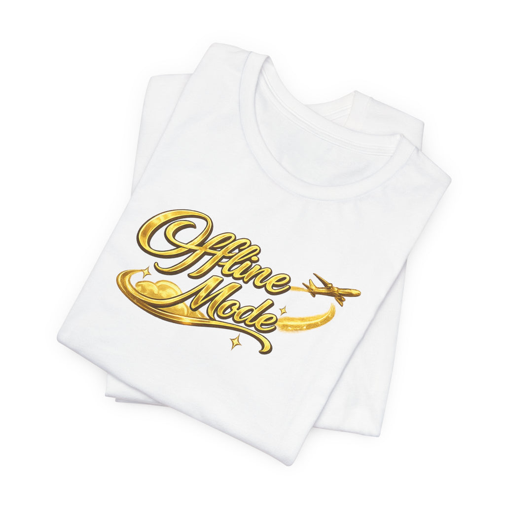 Offline Mode T‑Shirt — Gold Script Travel Tee