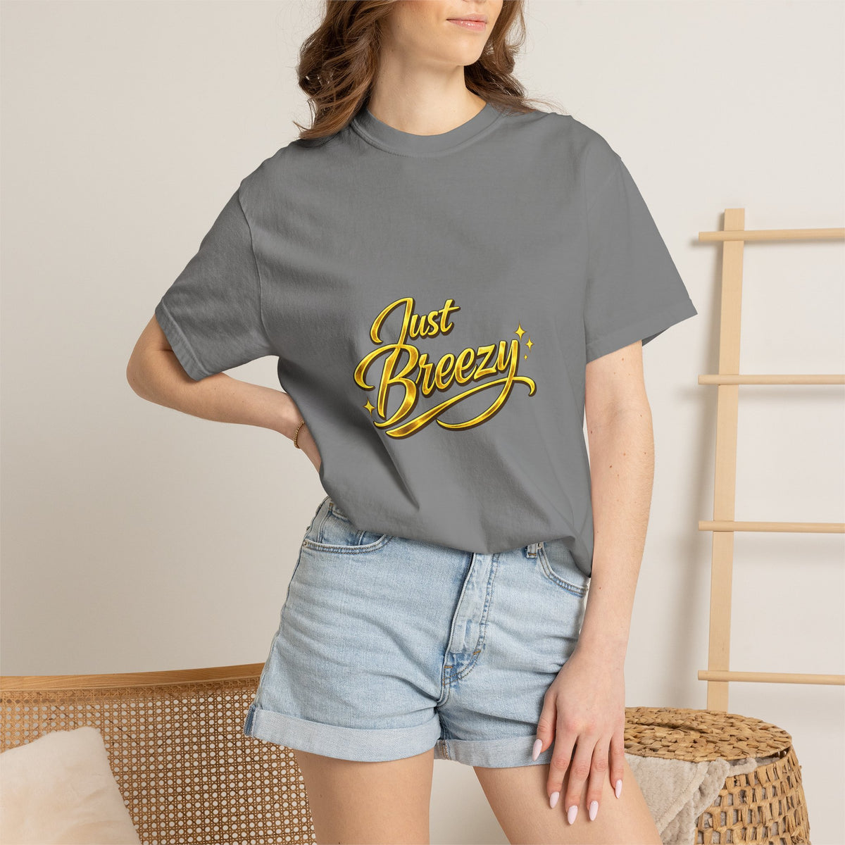 Just Breezy T-Shirt — Retro Script Graphic Tee