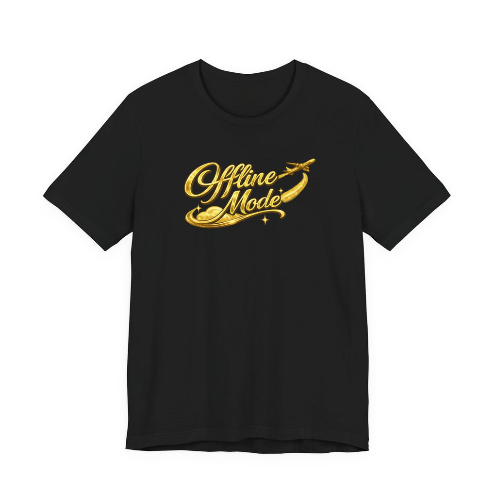 Offline Mode T‑Shirt — Gold Script Travel Tee