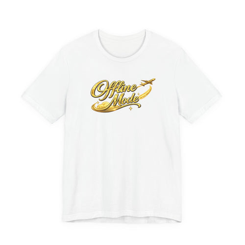 Offline Mode T‑Shirt — Gold Script Travel Tee