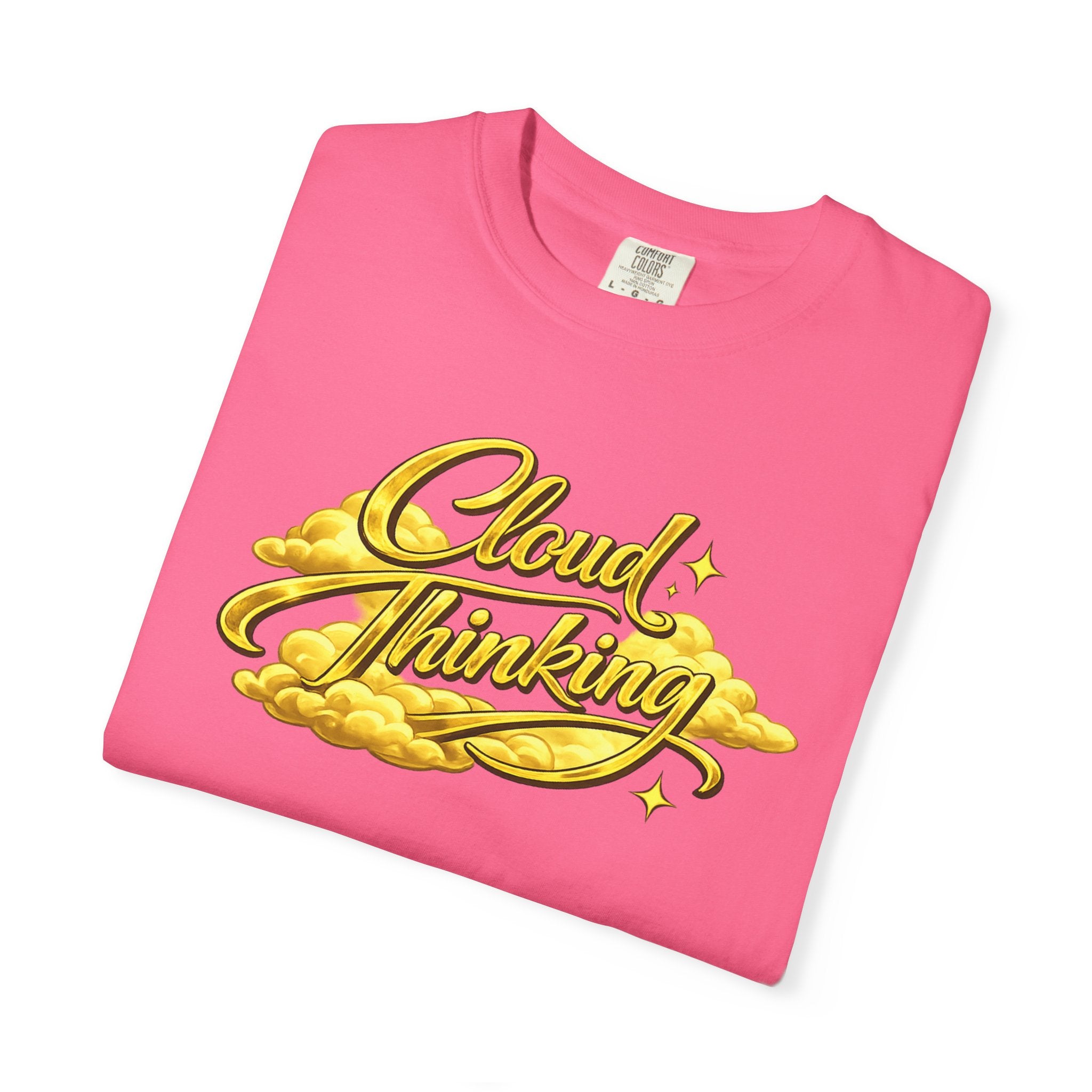 Cloud Thinking T-Shirt — Retro Gold Script Graphic Tee