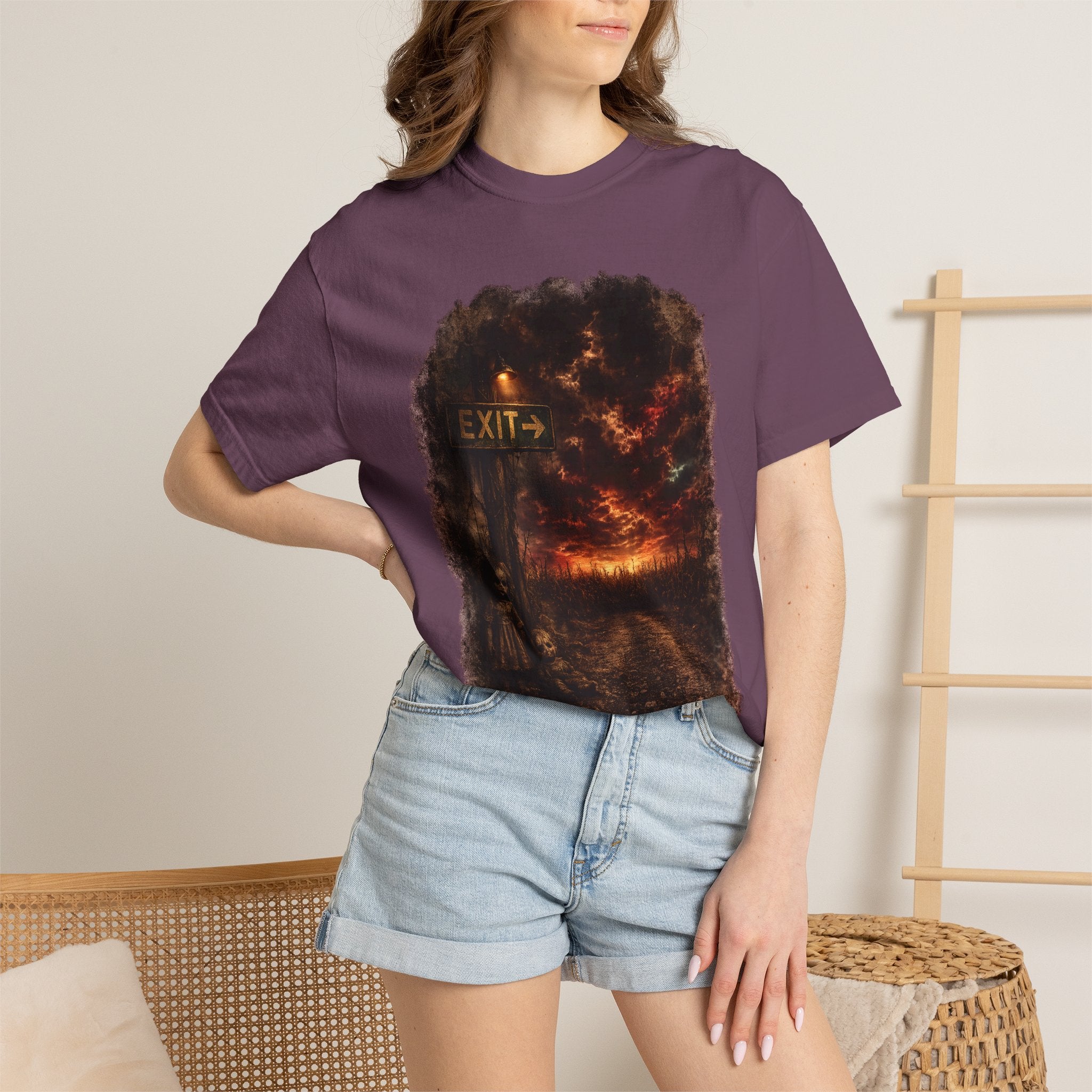 T-shirt — “Exit” Haunted Forest Nightscape Graphic Tee