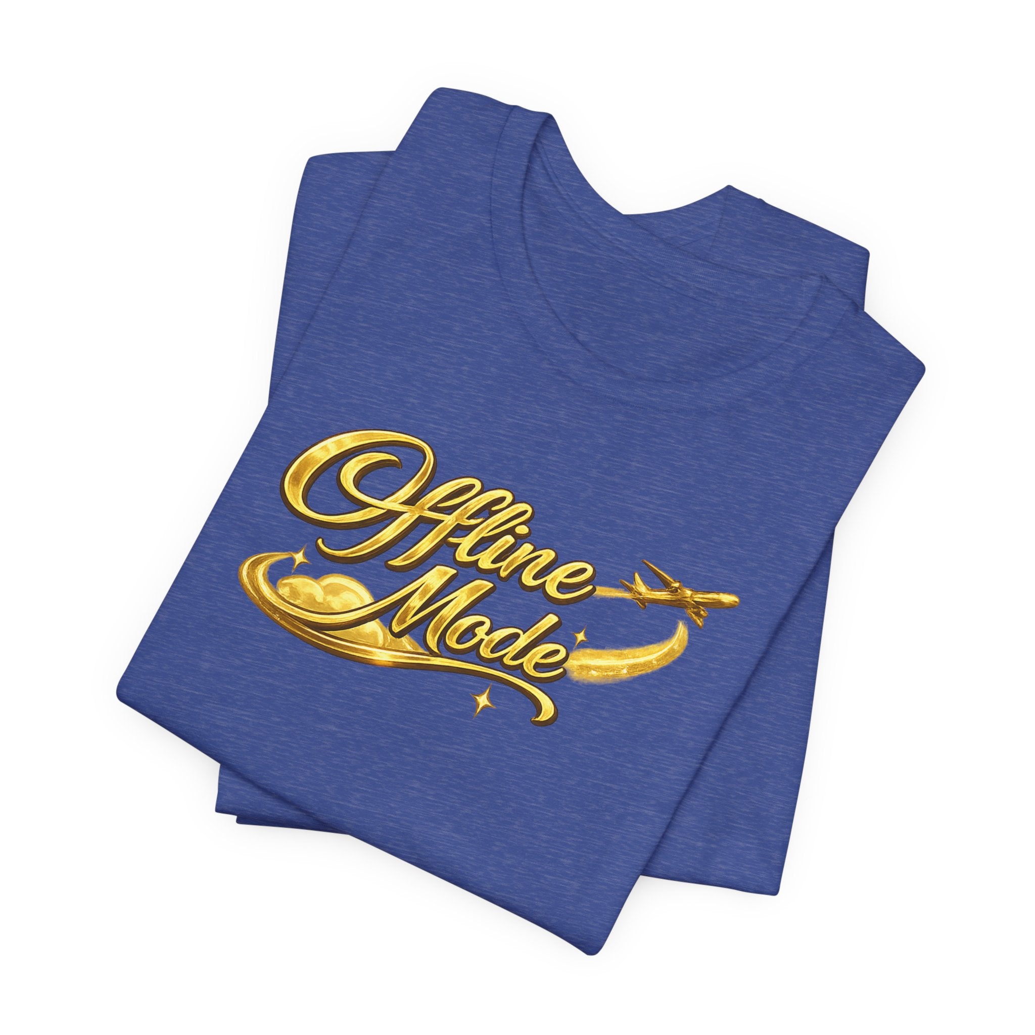 Offline Mode T‑Shirt — Gold Script Travel Tee
