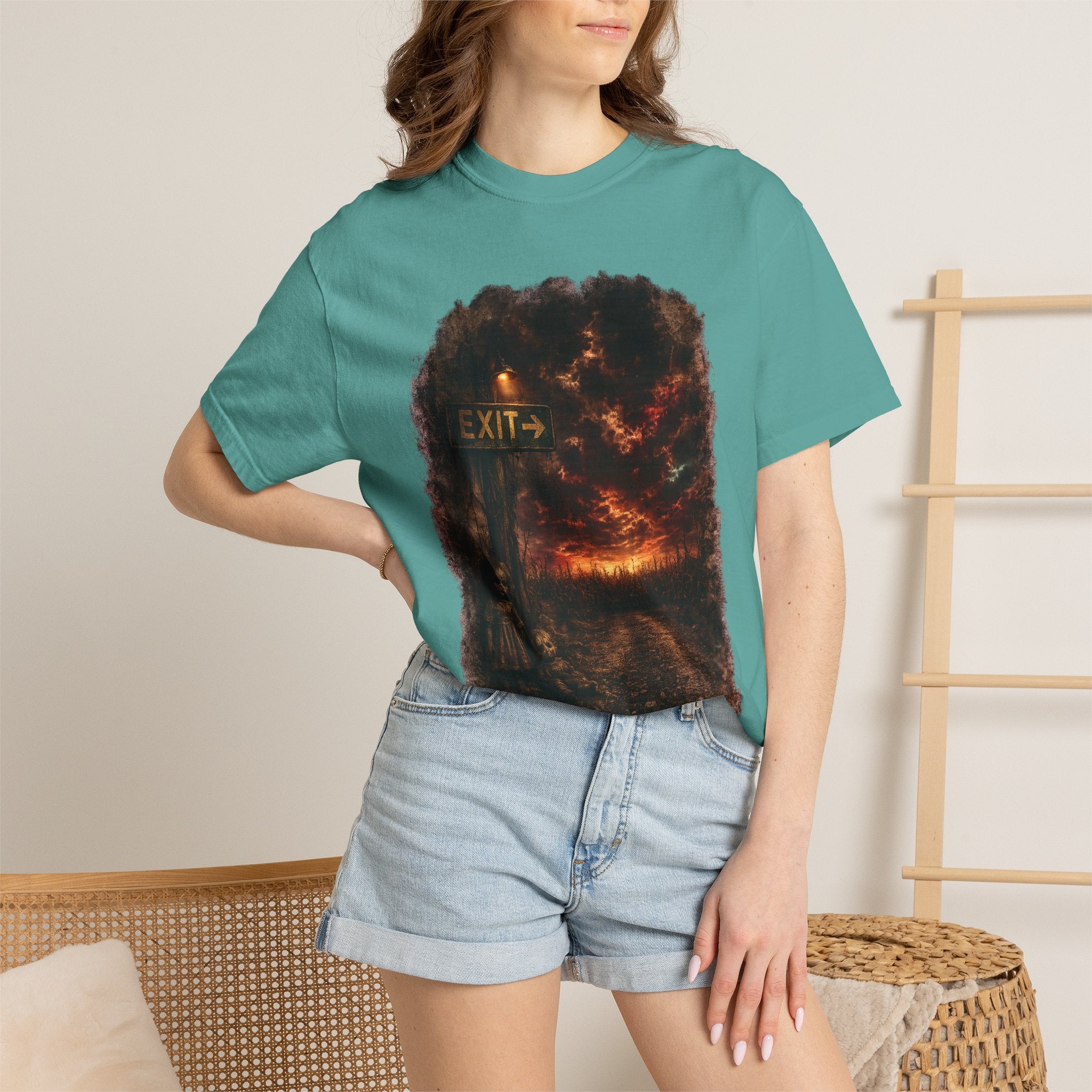T-shirt — “Exit” Haunted Forest Nightscape Graphic Tee