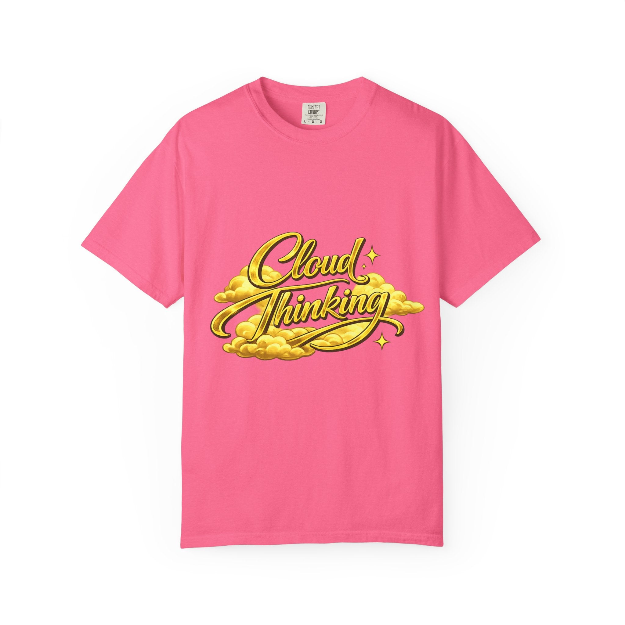 Cloud Thinking T-Shirt — Retro Gold Script Graphic Tee
