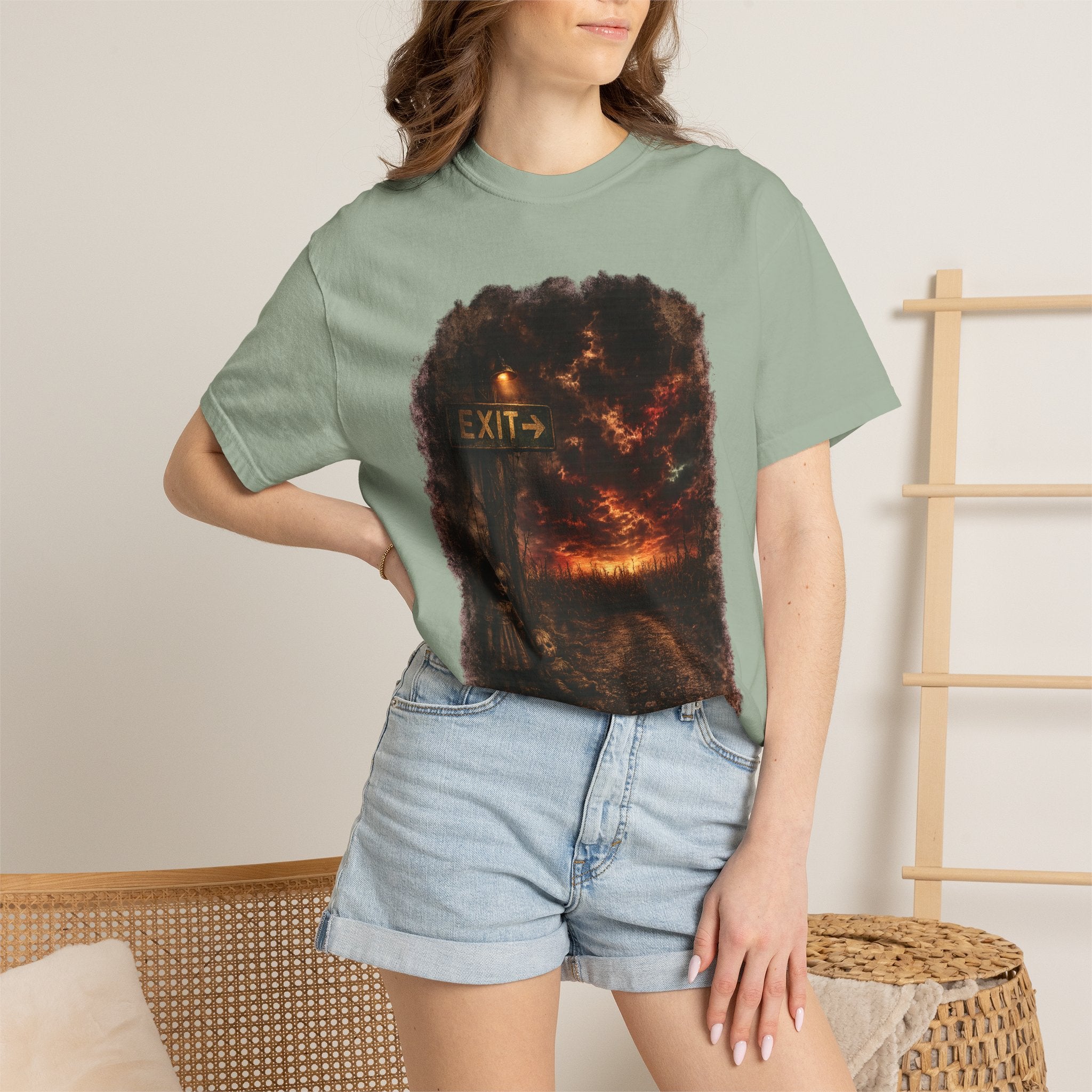 T-shirt — “Exit” Haunted Forest Nightscape Graphic Tee