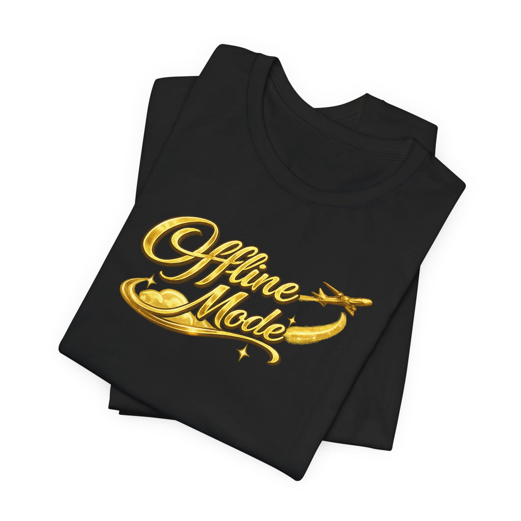 Offline Mode T‑Shirt — Gold Script Travel Tee