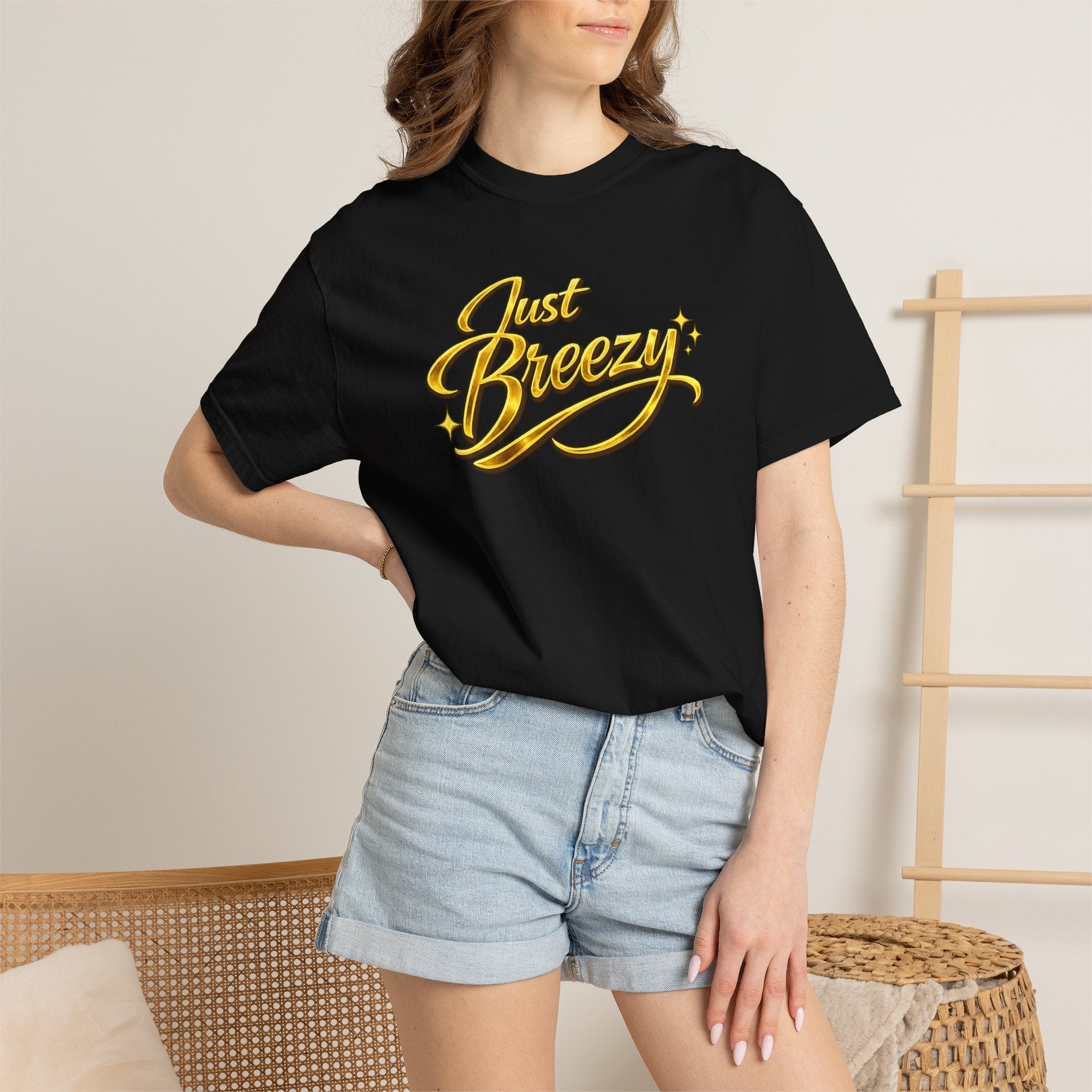 Just Breezy T-Shirt — Retro Script Graphic Tee