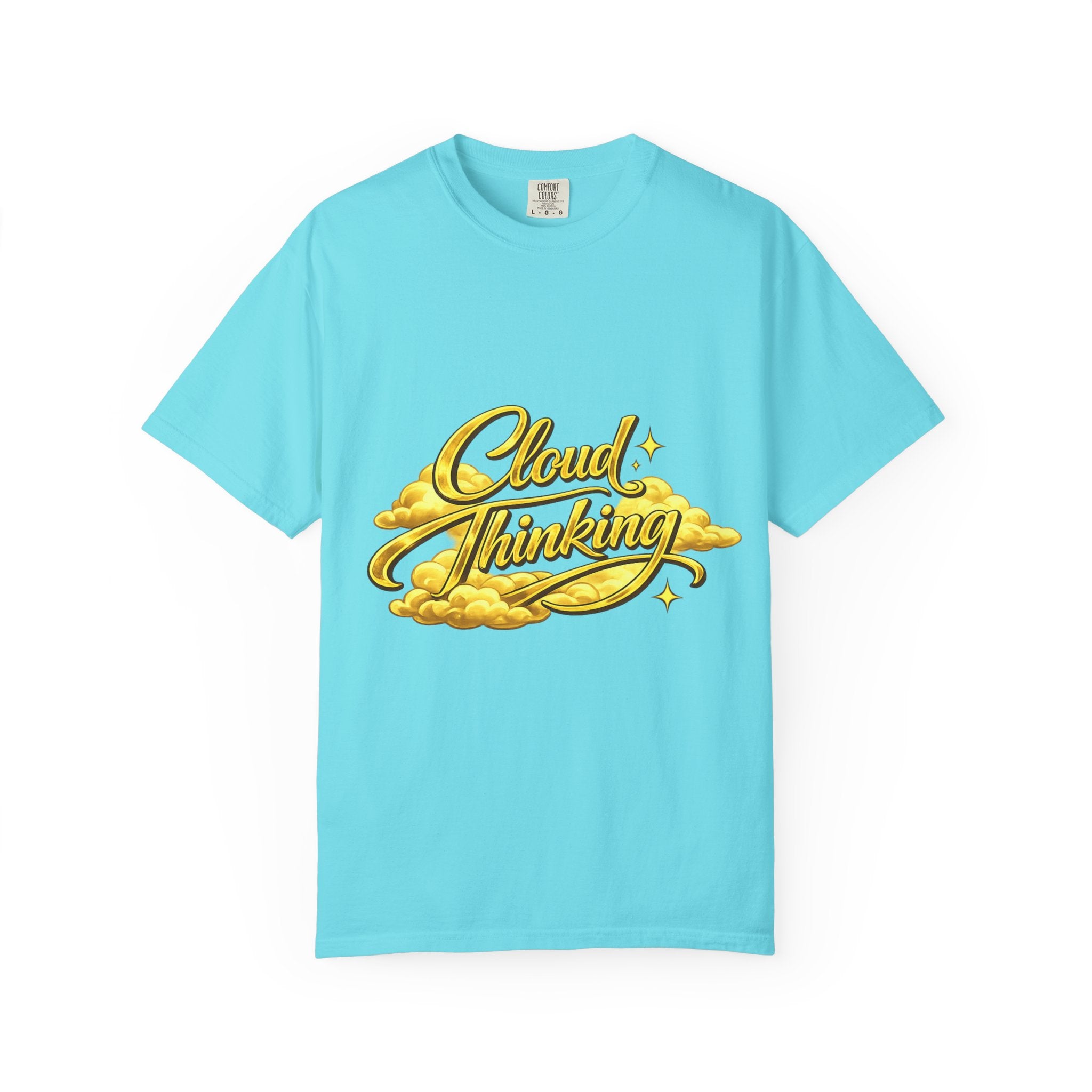 Cloud Thinking T-Shirt — Retro Gold Script Graphic Tee