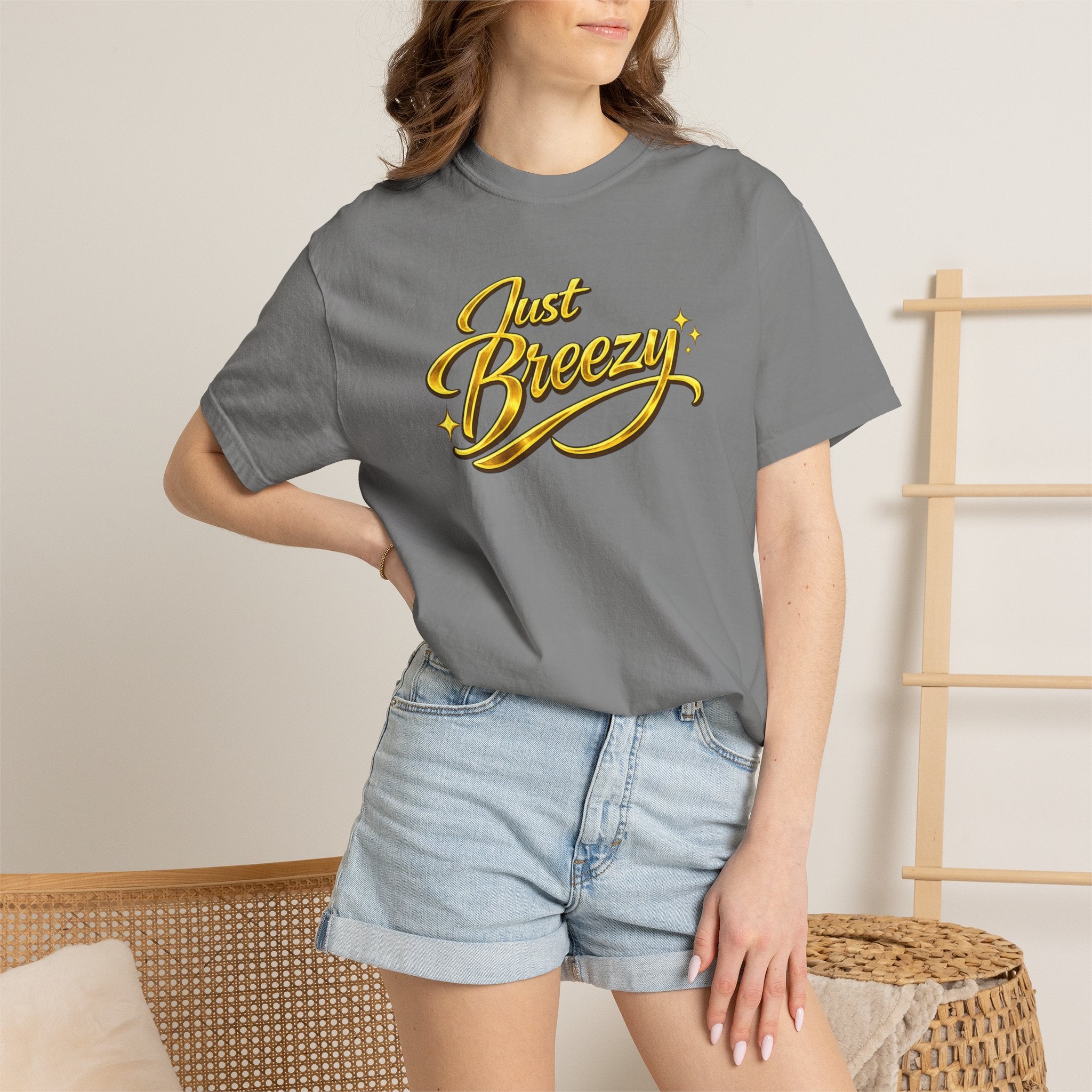 Just Breezy T-Shirt — Retro Script Graphic Tee