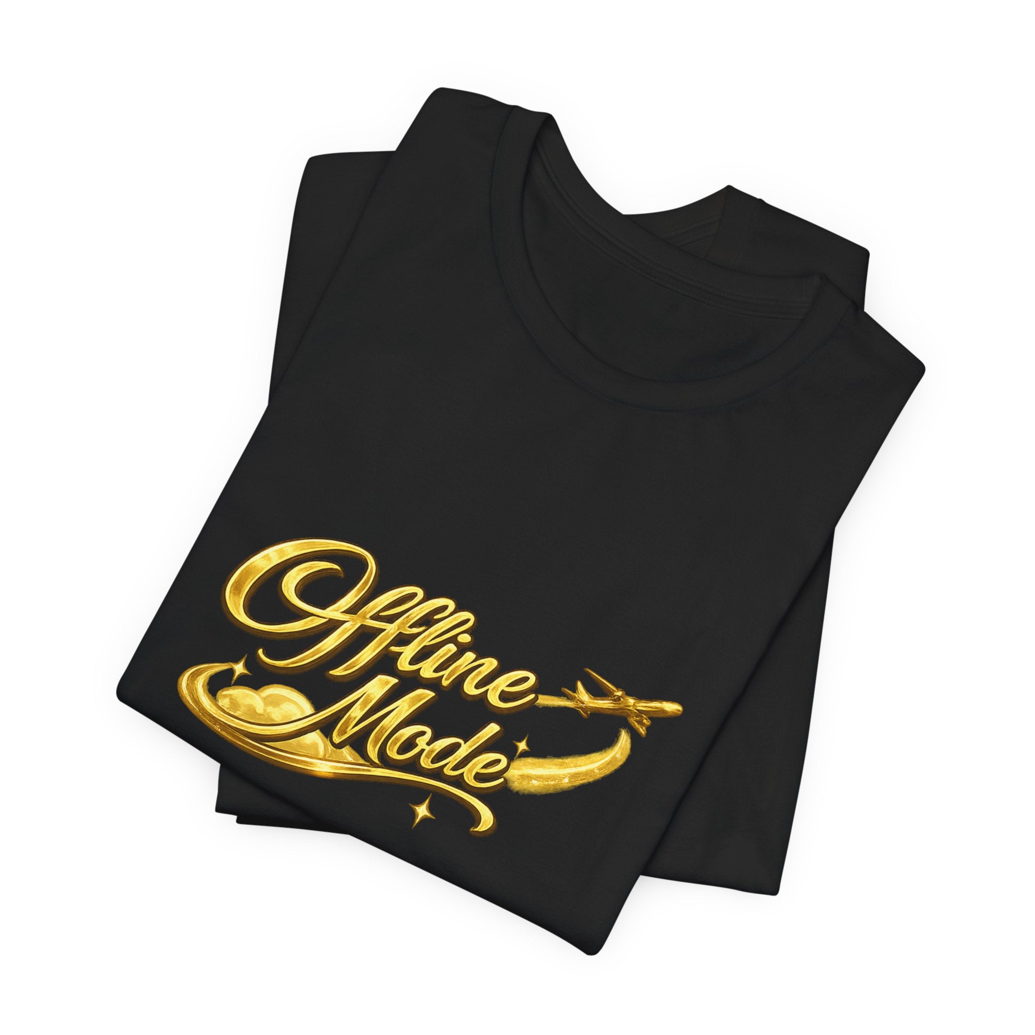 Offline Mode T‑Shirt — Gold Script Travel Tee