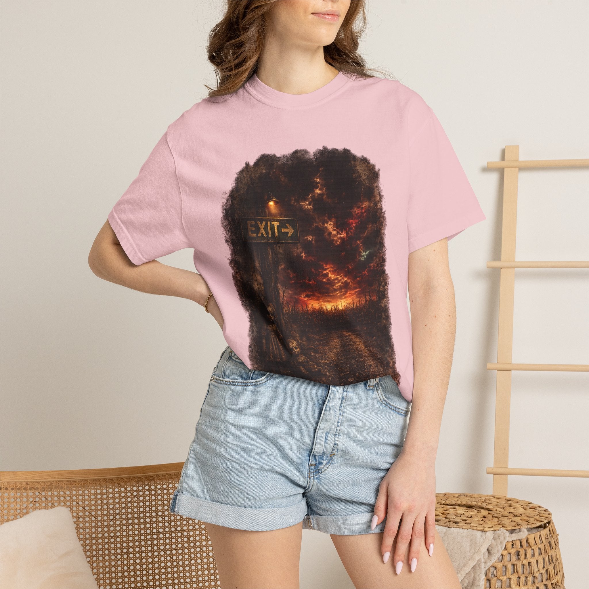 T-shirt — “Exit” Haunted Forest Nightscape Graphic Tee