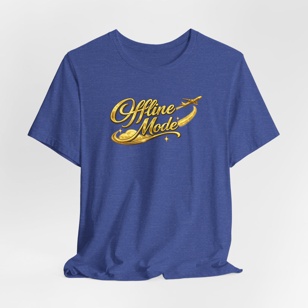 Offline Mode T‑Shirt — Gold Script Travel Tee