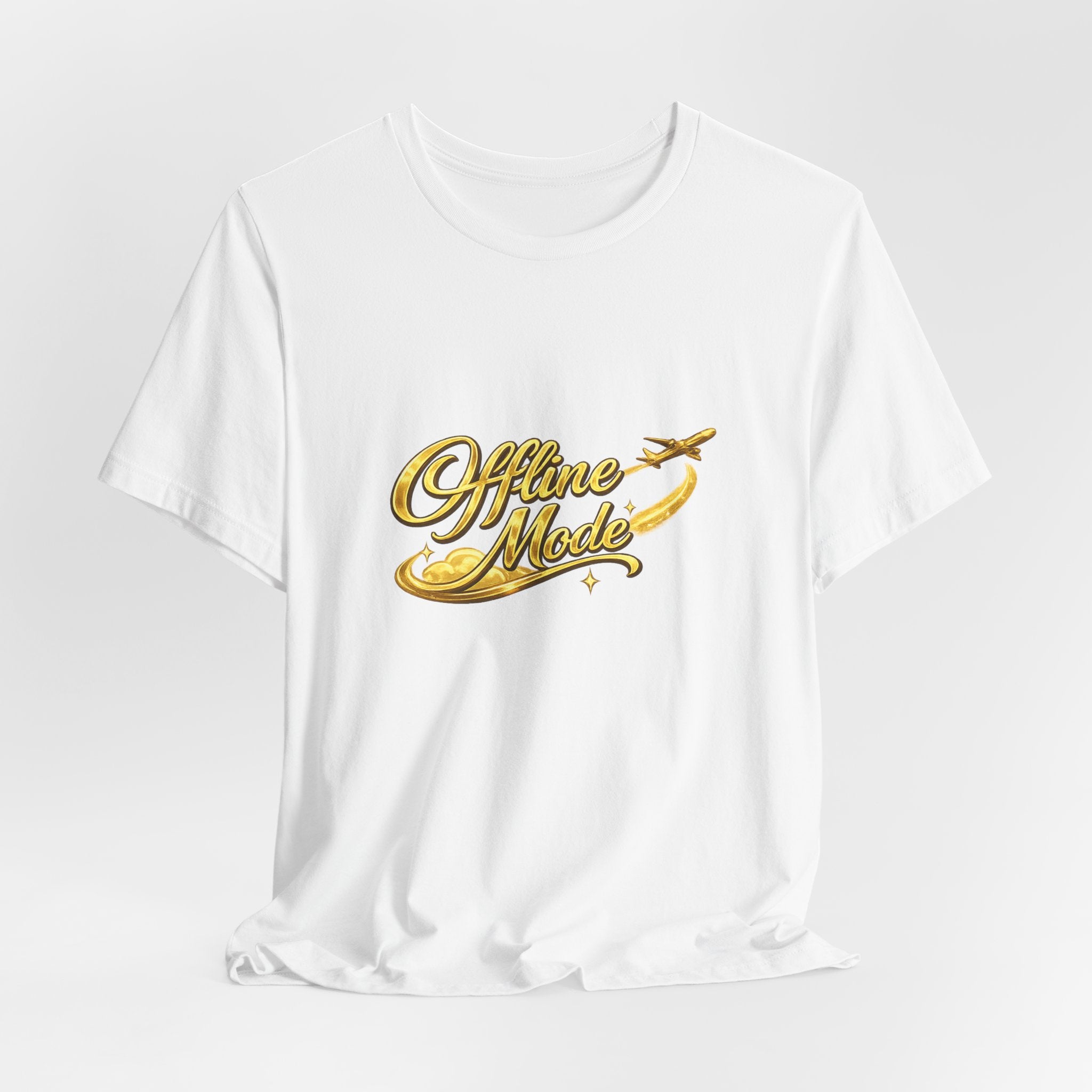 Offline Mode T‑Shirt — Gold Script Travel Tee