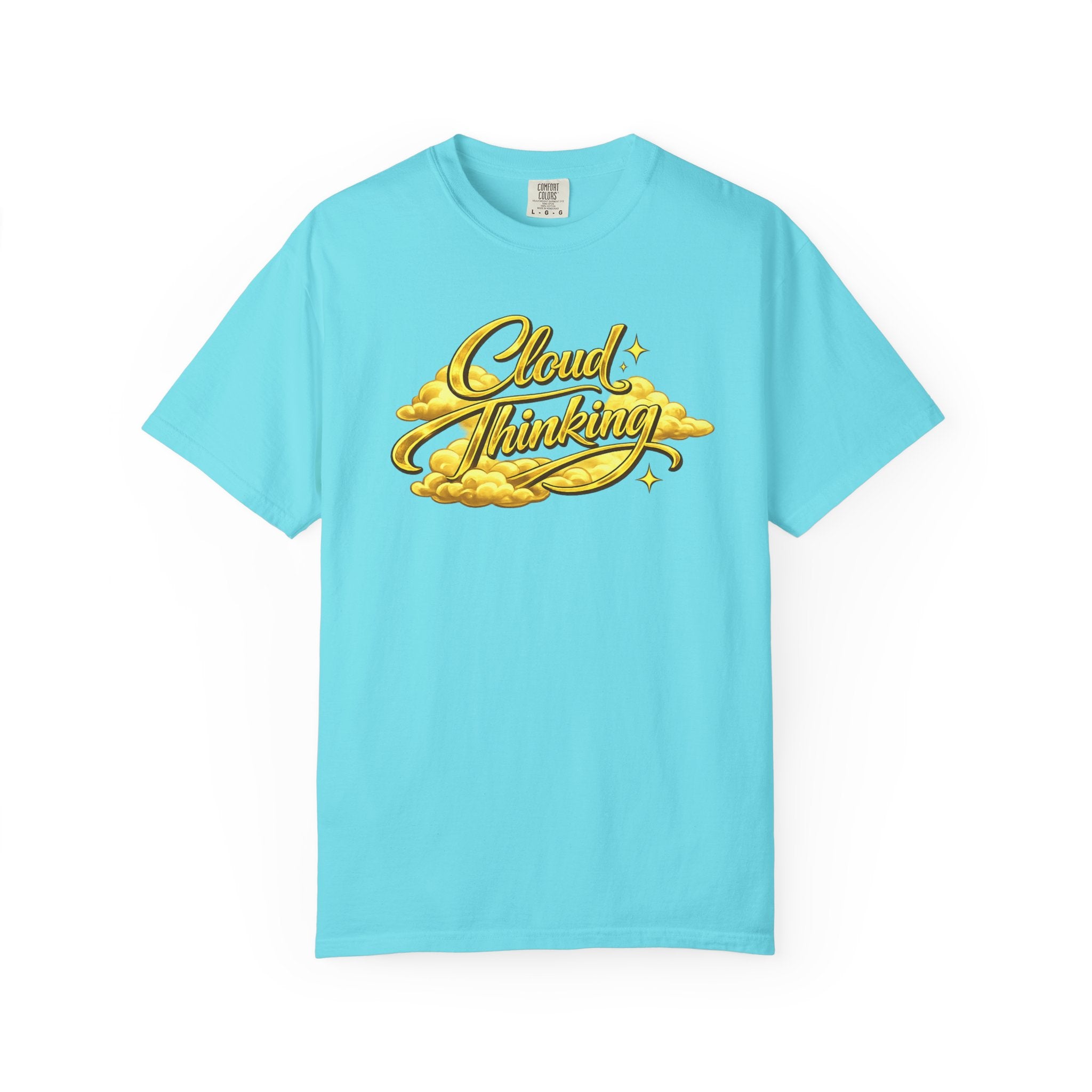 Cloud Thinking T-Shirt — Retro Gold Script Graphic Tee