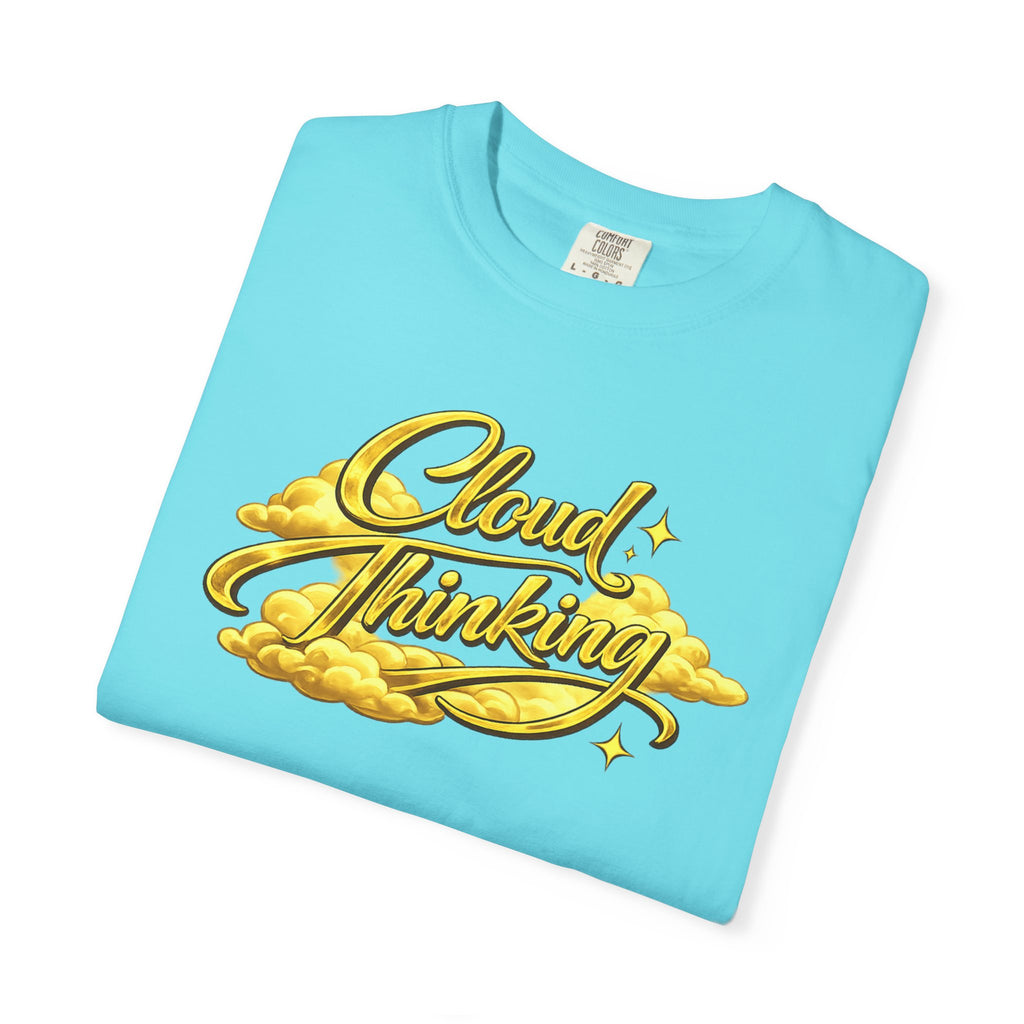 Cloud Thinking T-Shirt — Retro Gold Script Graphic Tee