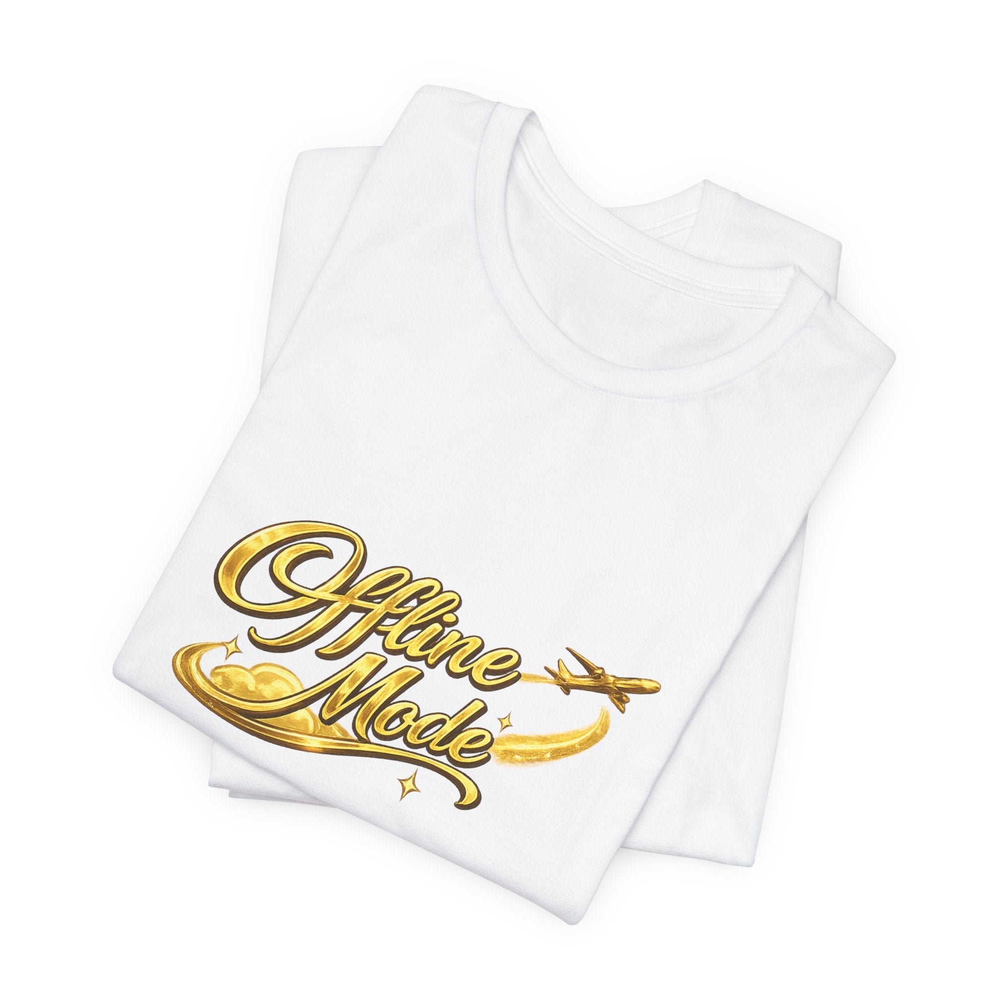 Offline Mode T‑Shirt — Gold Script Travel Tee